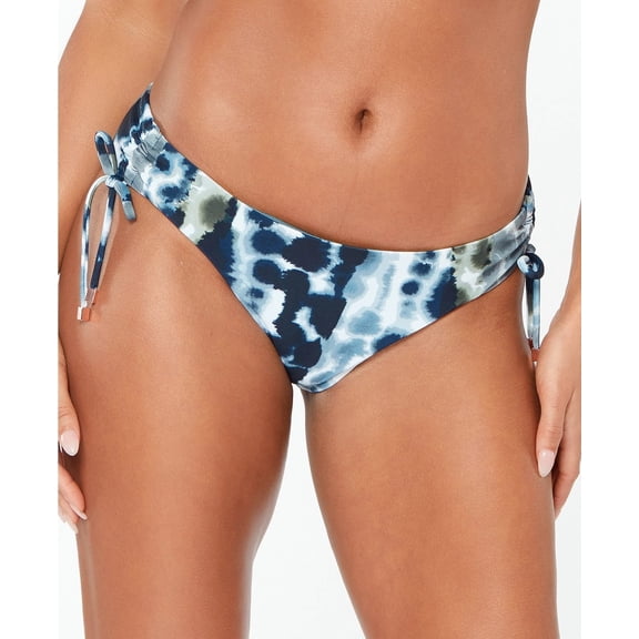 Bar III BLUE MULTI Shirred-Side Hipster Bikini Swim Bottom, US X-Small