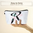 thumbnail image 4 of Unique Bargains Personalized Makeup Bag R Letter Purse Small Cosmetic Bag Zipper Monogrammed Makeup Bag Pouch White, 4 of 7