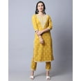 thumbnail image 5 of Rajnandini Women's Pure Cambric Cotton Embroidered Kurta Set With Dupatta (JOPLVL272-XXL_Yellow_XXL), 5 of 5