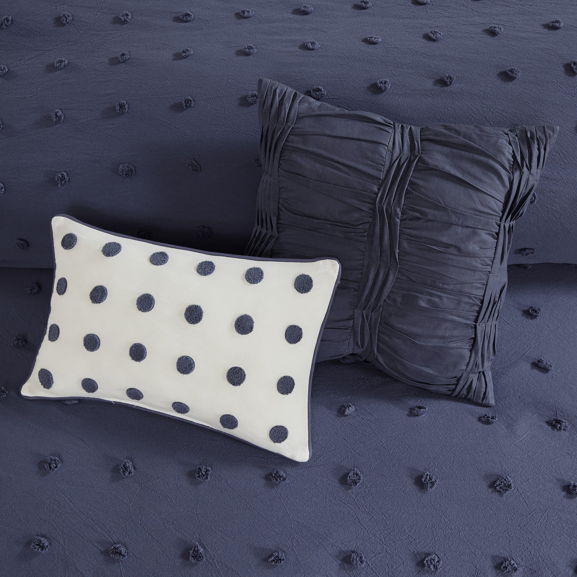 Home Essence Apartment Kay Cotton Jacquard Duvet Cover Set, Indigo Blue, Twin/Twin XL
