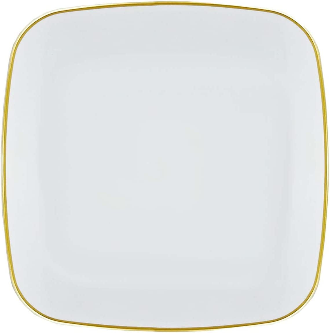(90 PACK) EcoQuality 6" inch Disposable Square White Plastic Plates