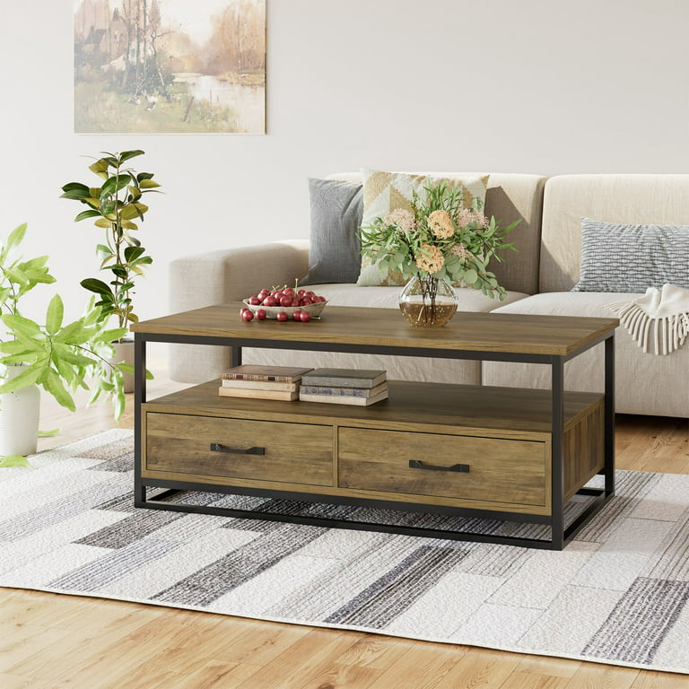 Wooden brown and white Center Table For Living Room, For Home, With Storage
