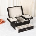 thumbnail image 6 of Unique Bargains 3 Layer Jewelry Box PU Leather Organizer Black, 6 of 7