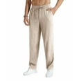 thumbnail image 3 of PUPIU Mens Elastic Waist Pants Drawstring Mens Lounge Pants with Pockets Summer Beach Light Khaki XL, 3 of 4