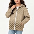 thumbnail image 5 of Maqroz Girls Polka Dots Jackets Cute Print Hoodie Jacket Long Sleeve Zip Up Casual Fall Winter Trendy Outerwear with Pockets Khaki,11-12 Years, 5 of 7