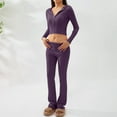 thumbnail image 5 of Pajama Sets for Women, Women's Fall and Winter Knitted Hooded High Waisted Long Sleeved Pants Two-Piece Set New Fall Sets for Women Beach Purple L, 5 of 9