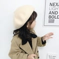 thumbnail image 3 of Autumn Winter Fashion Children's Warm Beret Girls All-match Solid Color Painter Hat, 3 of 5