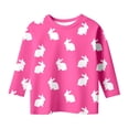 thumbnail image 4 of Girls Easter Bunny Print Casual Tee Shirt Round Neck Three Quarter Sleeve Blouse Top Toddler Kids Clothes, 4 of 4