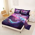 thumbnail image 2 of Erosebridal Dreamy Dragon Queen Sheet Sets for Kids, Purple Galaxy Bed Set, 1 Flat Sheet, 1 Fitted Sheet and 2 Pillowcases, 2 of 5
