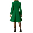 thumbnail image 3 of INSPIRE CHIC Women's Vintage Solid A Line Double Breasted Collared Winter Overcoat XS Green, 3 of 5