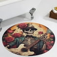 thumbnail image 4 of Guitar Skeleton Rock Floral Medallion Round Rug - Small Round Area Rug, Soft Non-Slip Machine Washable Bedroom Mat Indoor Accent Entry Carpet for Office Desk Dorm Hallway, 4 of 7