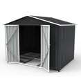thumbnail image 2 of ENYOPRO Galvanized Metal Outdoor Shed with Lockable Door, Dark Gray Outside Storage Sheds, Outdoor Storage Cabinet for Garden Backyard, 8' x 6', 2 of 10