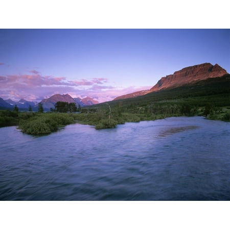 Sunrise over the St Mary River and Singleshot Mtn. in Glacier National Park, Montana, USA Print Wall Art By Chuck (Best Sunrise Glacier National Park)