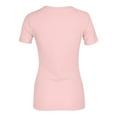 thumbnail image 5 of WULMLEO Womens Summer Short Sleeve T-Shirt Ribbed Knit Crew Neck Slim Fitted Basic Casual Top Pink S, 5 of 5