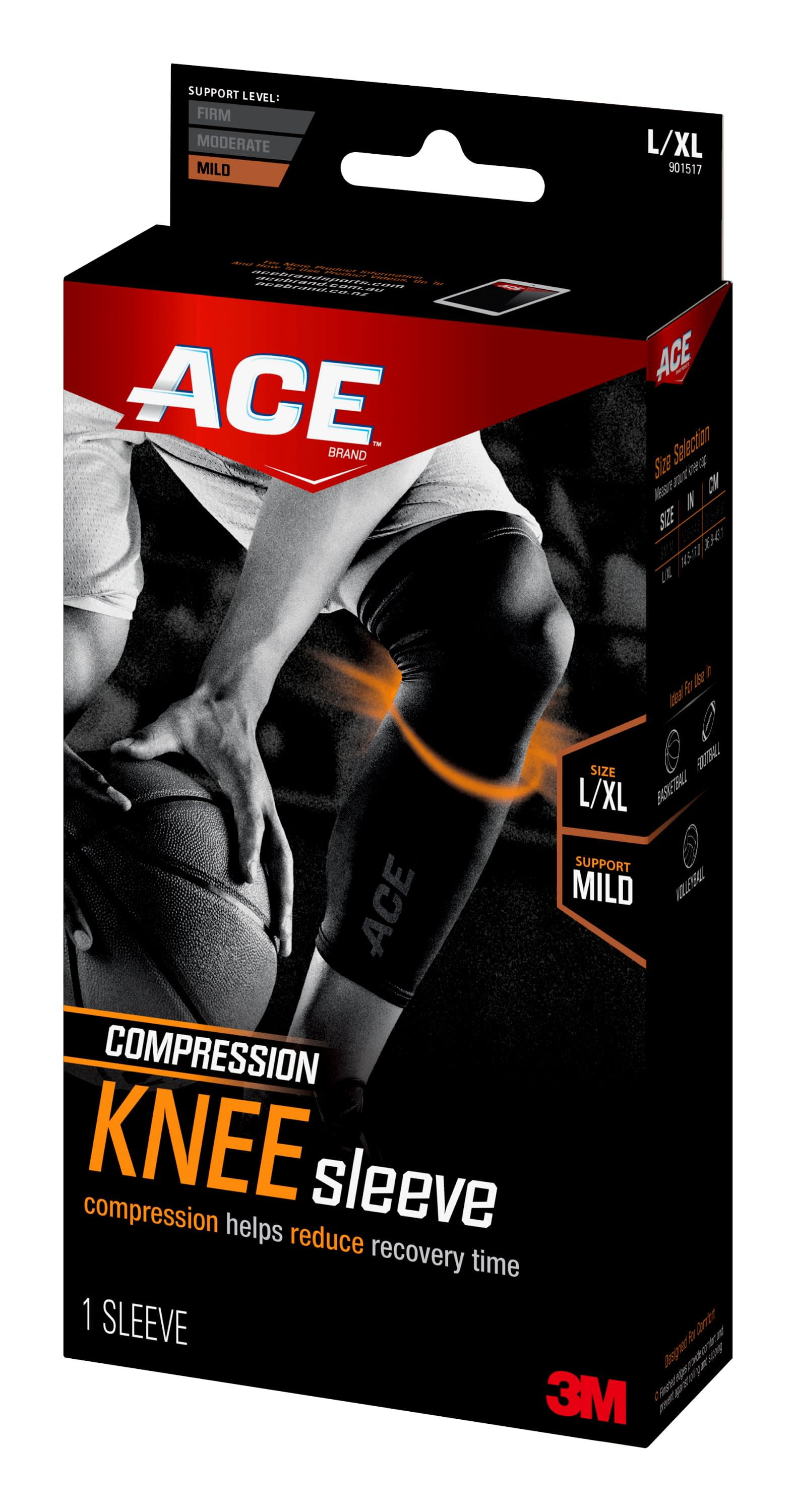 ACE Brand Sports Compression Knee Sleeve, Large/Extra Large, Breathable