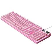 Mechanical Gaming Keyboard USB LED Lighting for Game Office , Pink, 435x130x25mm