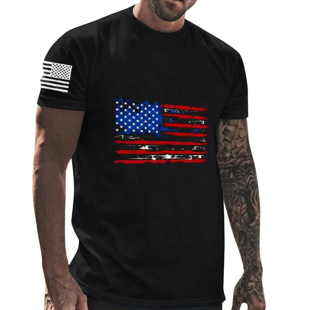 Mens Casual Pantalones Cortos Cuello Redondo Gradación Impresión Suéter Camiseta, Blusa Deportiva de Fitness para Hombres