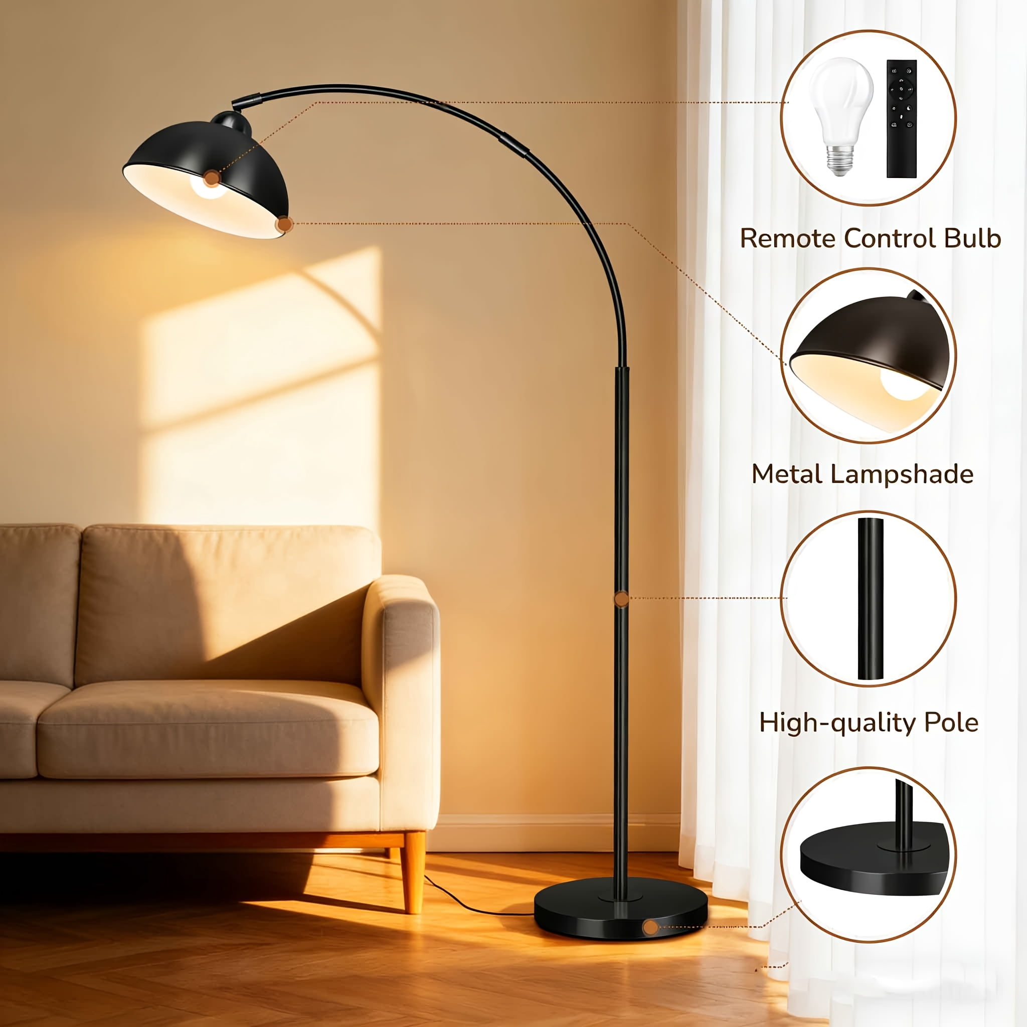 71 Inch Industrial Floor Lamp, Foot Operated Switch & Remote Control, Medieval Modern Standing Lamp, Black Tall Floor Light for Living Room Bedroom Office, Home Decor for Halloween Christmas Festival