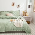 thumbnail image 3 of Move Over Sage Green Ruffle Pillow Shams Queen Ruffled Pattern Green Boho Standard Pillowcases 100% Washed Microfiber, 3 of 7