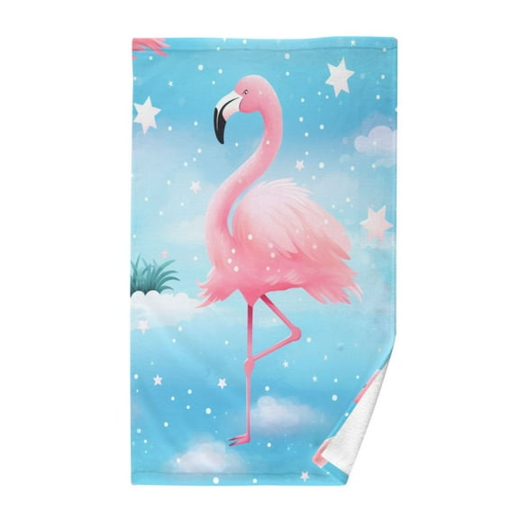 Flamingo and Stars Cotton Face Towels Soft Hand Towel Absorbent Bathroom Towel for Kitchen Hotel Decoration