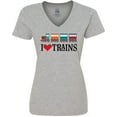 thumbnail image 3 of Inktastic I Love Trains Women's V-Neck T-Shirt, 3 of 5