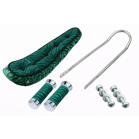 20 Inch Cruiser Bike Kit Includes 20 Polo Saddle W/Button Green.Custom Swirl Velour Grips Green.Short Back 24 Sissy Bar Chrome.