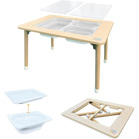 7 Days of Play Sensory Play Activity Table with Foldable Legs, Storage Bins, and Lid