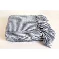 thumbnail image 5 of Fennco Styles Chenille Woven Striped Tassel Throw Blanket 50" W x 60" L - Navy Blue Soft Blanket for Bed, Couch, Sofa, Home, Office and Holidays Décor, 5 of 7