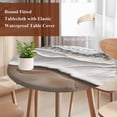 thumbnail image 5 of Beach Ocean Wave Round Fitted Table Cover Abstract Art Coastal Brown Gradient Waterproof Table Cloth with Elastic Edge Wipeable Tablecloth for Picnic Camping Party Fits 55"-60" Diameter, 5 of 8