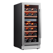 Ca'Lefort 28 Bottle Wine Refrigerator and Cooler, 15 inch Dual Zone Wine Fridge with Tempered Glass Door for Home/Office(Left Opening), Built-in & Freestanding