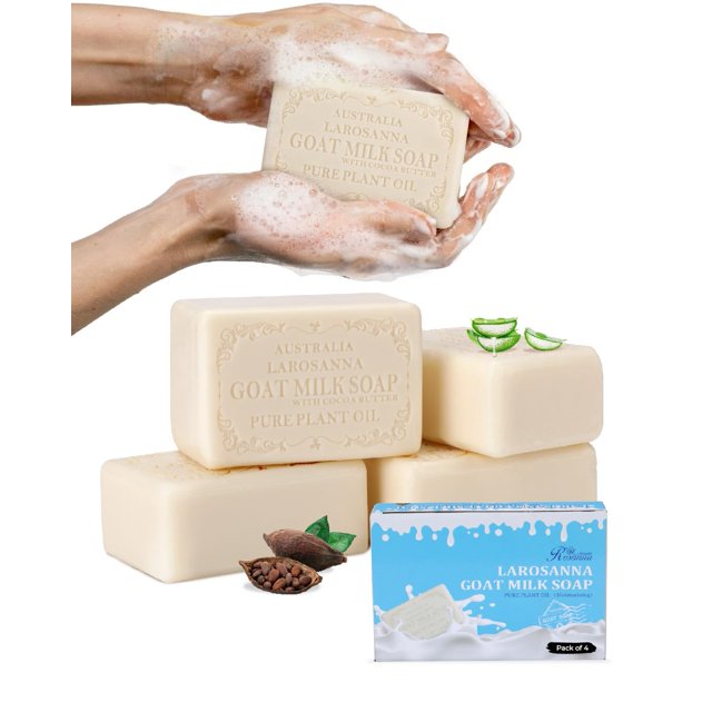 El jabón australiano de leche de cabra larosanna ayuda a hidratar, suavizar y limpiar la piel Jabón en barra de triple molienda con manteca de cacao, aloe vera y aceite vegetal puro, barras de jabón c
