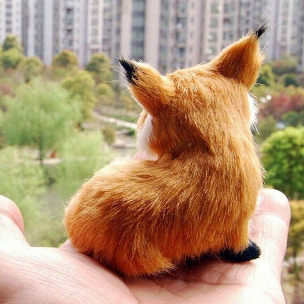 Cute Realistic Simulation Fox Plush Imitation Fur Toy Home Decor Animal Doll New 