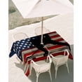 thumbnail image 3 of 60x120 Inch Outdoor Tablecloth with Umbrella Hole Zipper Rectangle American Flag Rectangular Tablecloths Outside Waterproof Blue Red USA Flag Retro Hockey Patio Table Cloth Cover for Picnic Party, 3 of 8