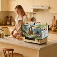 thumbnail image 3 of Renewold Toaster Oven Dust Cover Linen-Look Polyester Washable Convection Oven Air Fryer Small Appliance Protection Case Kitchen Accessories, 20.5 x 16.5 x 10 Inches, Brown Horse Flower Forest, 3 of 7