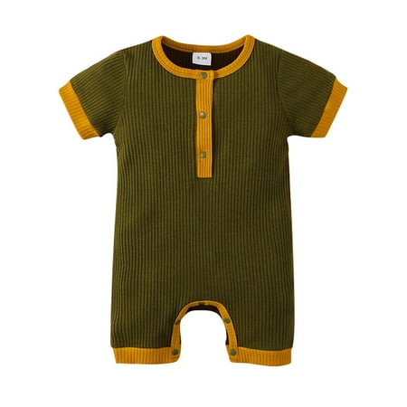 

Binpure Baby’s Short Sleeve Contrast Color Round Neck Single-breasted Romper
