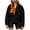#0409-Black, variant on Women Fall Fuzzy Fleece Sherpa Clothes Colorblock Lightweight Button Down Long Sleeve Sweatshirt Winter Fleece Jacket with Pockets Gift