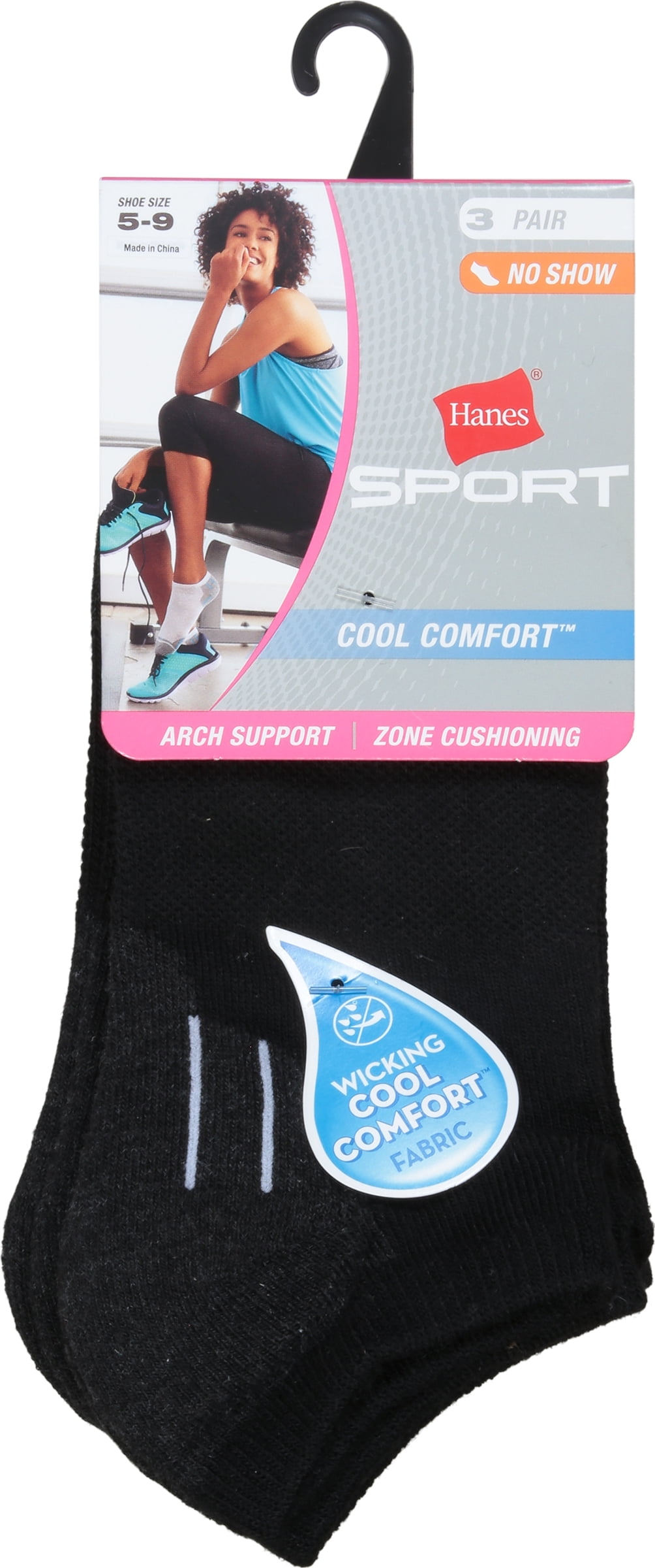 Hanes Sport Women's Cool Comfort No Show Socks Sz 59 3pack Brand New w