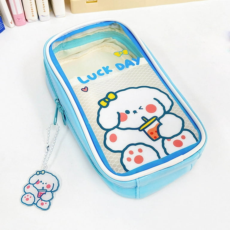 Elementary School Students' Exclusive Transparent Pencil Case, Girls'  Cartoon And Cute Stationery Box, High-Capacity