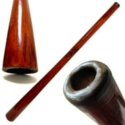 Solid Teak Hardwood Didgeridoo - 52" Long - Redwood Stained - Key of C-E - Free beeswax mouthpiece kit and playing instructions