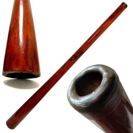 Solid Teak Hardwood Didgeridoo - 52" Long - Redwood Stained - Key of C-E - Free beeswax mouthpiece kit and playing instructions