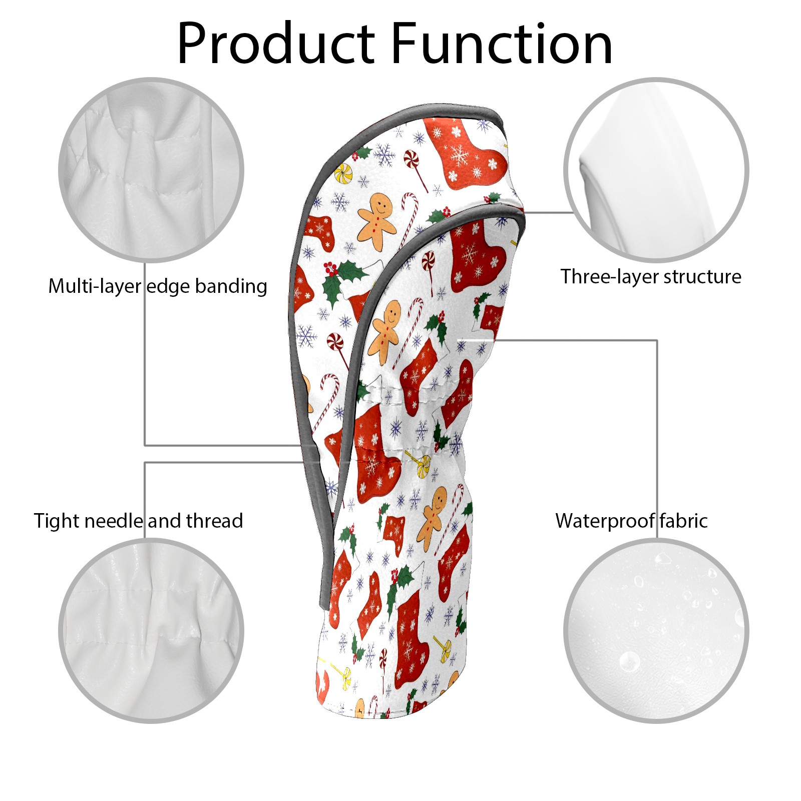 Golf Club Covers, Christmas Premium PU Leather Driver Hybrid Putter Head Covers with Velvet Lining, Waterproof Golf Gifts for Men Women