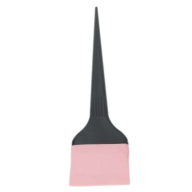 Hair Coloring Tool, Professional Hair Color Brush with a black pointed handle and a pink silicone bristle area. Designed for fast dyeing and precise hair sectioning, it is lightweight and suitable for home or salon use. Made of ABS and silicone, measuring approximately 4.5 x 22.5 cm.