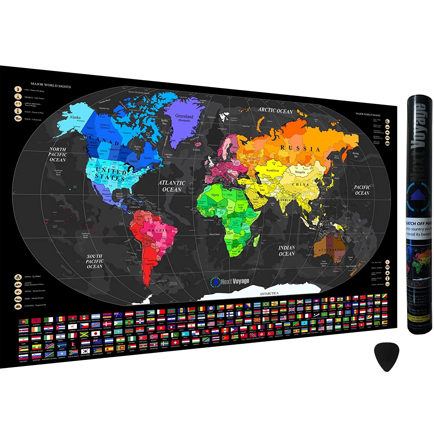 Scratch Off World Map Poster Large 33"x23" Travel Destination Tracker