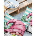 thumbnail image 3 of Outdoor Waterproof Pillow Covers Pack of 2, Summer Palm Leaf Gnome Water Green Stripes Decorative Throw Pillowcases Cushion Covers for Garden Patio Tent Sofa Couch, 24x24 inch, 3 of 8