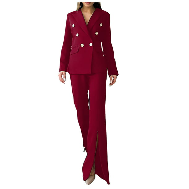 buitenste vorst routine Long Sleeve Tops for Women Women's Long Sleeve Solid Suit Pants Casual  Elegant Business Suit Sets Womens Long Sleeve Tops Sweatshirt for Women  White Blouse for Women Clearance Red,L - Walmart.com