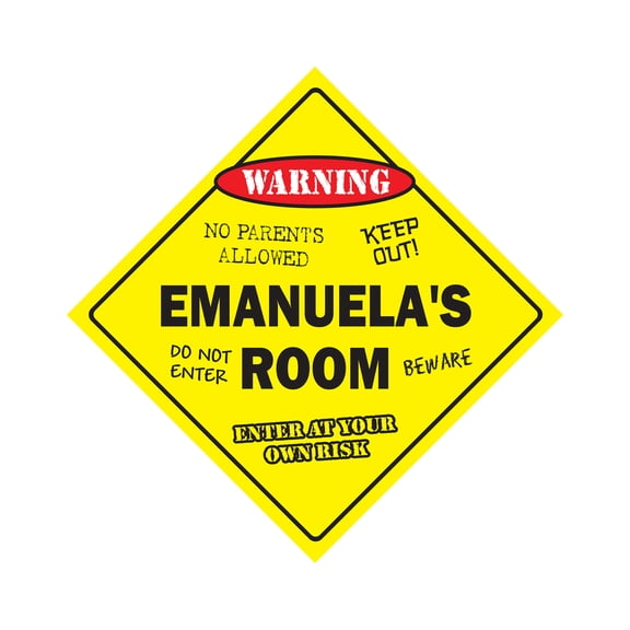 Emanuela's Room Sign Crossing Zone Xing | Indoor/Outdoor | 20" Tall kids bedroom decor door children's name boy girl