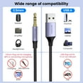 thumbnail image 2 of shiyou-USB to Audio Jack Adapter, USB Male to 3.5mm Male AUX Stereo Audio Converter, Nylon Braided USB AUX Cable Compatibility with PC, Laptop, Windows, Mac OSX,Linux,Home Stereo,Headphone,Speaker, 2 of 4