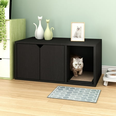 UPC: 0819767013631 | Way Basics Eco Cat Litter Box Enclosure Modern Cat Furniture  Black