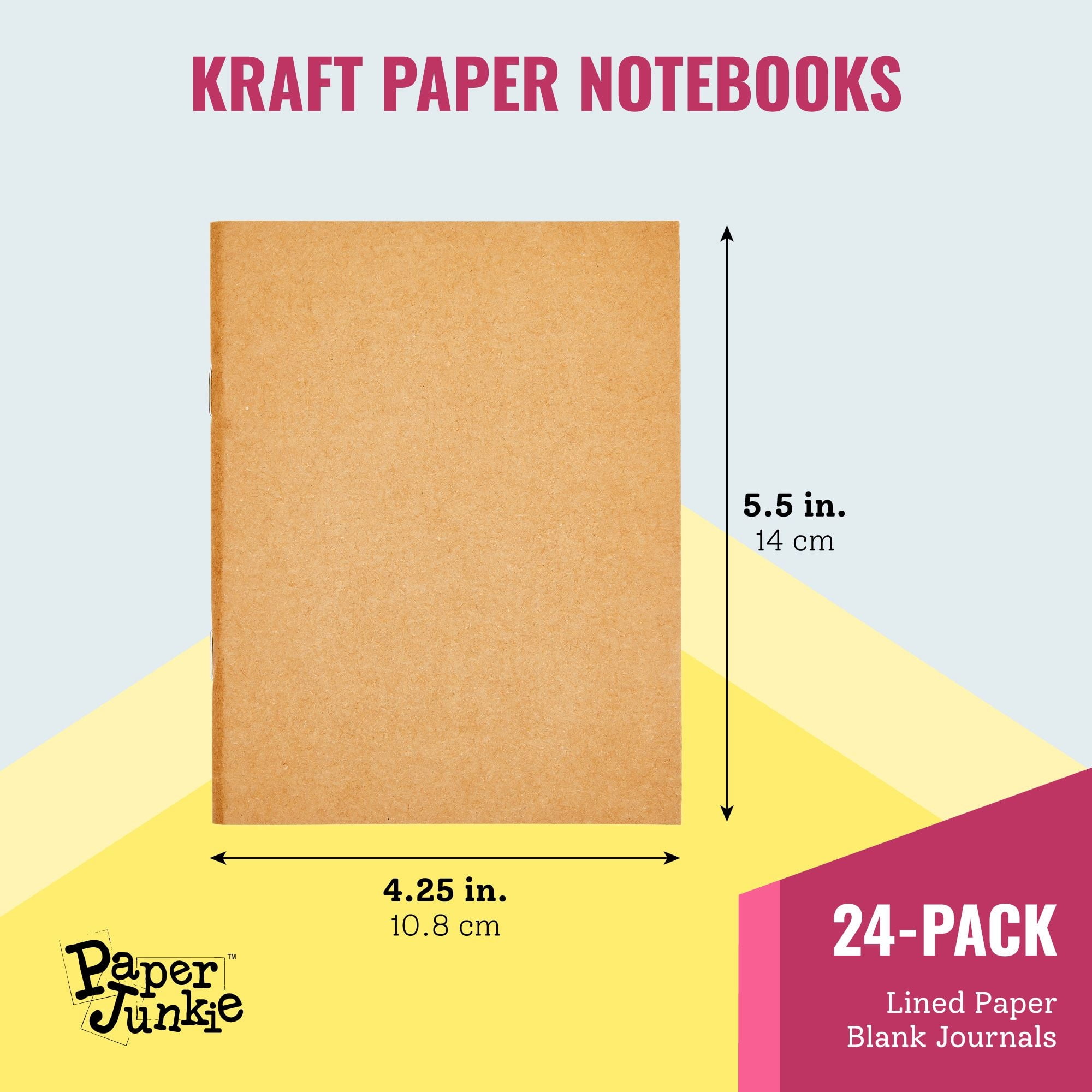 24 Pack A6 Kraft Unlined Paper Notebook, Blank Journals Bulk for Travelers Kids