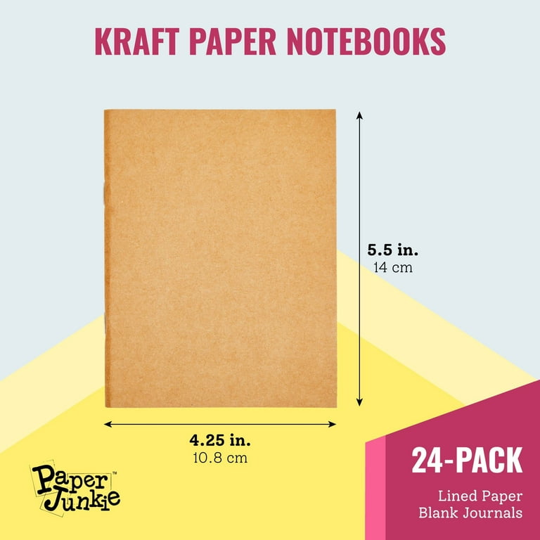 24 Pack Blank Journals Bulk Set, Small Kraft Paper Notebooks, Sketchbooks  for Kids, Students to Write Stories (4x6 In)